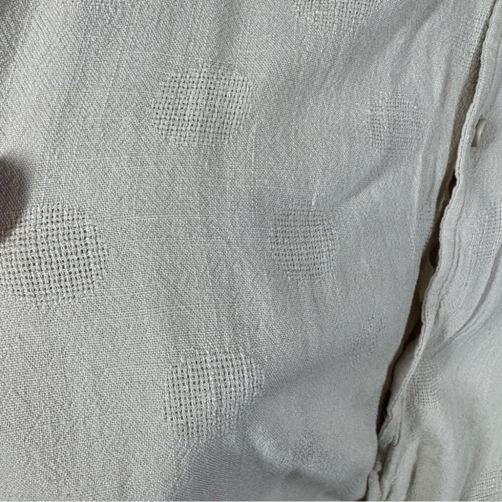 Common People Linen Blend Textured Polka Dot Button Up Shirt Size L Resort Wear - Picture 9 of 14